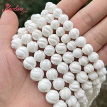 Weiße Tridacna Muschel Grade AA Twist Runde Natursteinperlen für DIY Zubehör Charms Halskette Armband Schmuckherstellung 15"