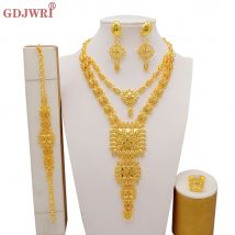 Äthiopisches Modeschmuck-Set für Damen Afrikanisches Hochzeitsschmuck-Set Halskette, Armband, Ohrringe und Ring Set