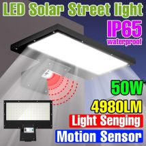 Lampione stradale esterno solare a LED IP65 Proiettore impermeabile Sensore di movimento Rilevamento On/Off automatico Luci del percorso del giardino Bianco freddo/caldo