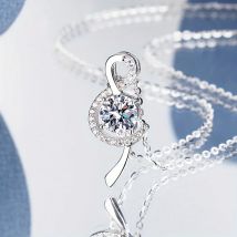 925 Sterling Silber Musik note Thema Moissan ite Halskette eingelegt runden Schnitt glänzend Moissan ite minimalist ische Halskette Abschluss geschenk