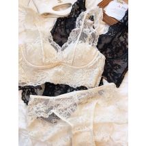 MOYISU Dessous-Set im japanischen Stil, transparente Spitze, Bralette ohne Bügel, sexy verstellbare Träger, Rückenkollektion, seitlicher Lift