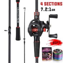 Sougayilang kołowrotek wędkarski Combo 1.8 ~ 2.1m pręt odlewniczy z włókna węglowego i 7.2:1 przełożenie Baitcasting Ree Max Drag 10kg dla basów