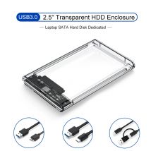 Custodia per HDD trasparente USB 3.0 2.5 ", cavo Micro di tipo C custodia per disco rigido esterno scatola SATA da 2.5 pollici HDD SSD Computer