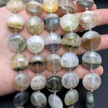 18MM 21PCS Natural Uruguayan Gray Agates Quartz Druzy Round Slice Coin Beads For DIY Jewelry Making