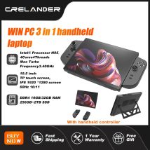 CRELANDER Laptop Intel N95 CPU 4 Kerne 4 Threads 10,5 Zoll TDP Touchscreen 16:11 Verhältnis M2 2280 SSD Handheld Gaming Laptop