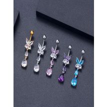 Surgical Steel Green Flower Zircon Belly Button Rings Butterfly Water Droplets Dangled Navel Ring Piercing Nombril Body Jewelry