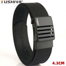 TUSHI New 4.3cm Unisex Belt Hard Metal Buckle Quick Release Tough Stretch Nylon Mens Military Tactical gun Belt Casual Waistband