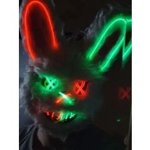 Horror Mixed Colors Light Up Rabbit Mask Scary LED Glowing Bunny Mask Men Women Masquerade Luminous Disguise Mask Props