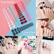 Mixed 5 Farben Modische Fuß Falsche Nägel Falsche Nägel Candy Farbe 24 Pcs/reihe Exploston Modelle Fuß Kappe Französisch nägel Kunst Tipps