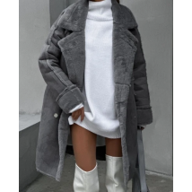 Winter Women's Long Jacket Fake Fur Suede Casual Lapel Warm Long Cardigan Wool Sweater Long Sleeved Plush Jacket Women's Jacket