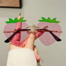 KAMMPT Erdbeerförmige Sonnenbrille, modisch, niedlich, mehrfarbig, Strandurlaub, Sonnenbrille für Damen, trendiges, stilvolles Design, Rave-Sonnenbrille