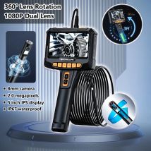 8 mm 5 Zoll 360 °   1080P Dual Lens Piping Automotive Gesteuert Industrielle Dreh Endoskop Inspektion Werkzeuge Kamera Rotation Für Autos
