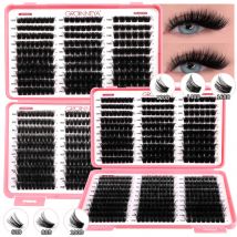 GROINNEYA Lashes Cluster DIY Lash Extension Mixed Tray Clusters Eyelashes Fluffy Volume Individual Lashes Cat Eye Lash Extension