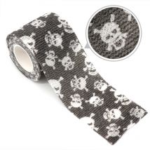 Grauer Totenkopf-Sport, selbstklebende elastische Bandage, 5 cm breit, elastische Knieschoner, Finger, Knöchel, Handfläche, Schulter, Tattoo-Zubehör