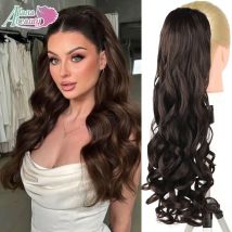 Synthetischer Retro-Pferdeschwanz mit Kamm, 55,9 cm, europäischer Prinzessin, lockiger Puff-Pferdeschwanz, Clip-in-Haarschwanz, natürliche falsche Haarverlängerung