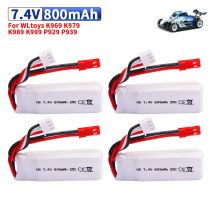 Aggiornamento 7.4V 800mAh 2S Lipo Batteria Per WLtoys K979 K969 K989 K999 P929 Parti di Automobili di Controllo Remoto Per Mini-q 1/28 RC Auto batteria