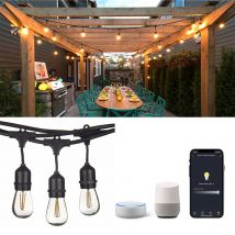 LED Smart girlanda żarówkowa, Patio na świeżym powietrzu światło z żarówkami edisona, 2.4GHZ WI-FI