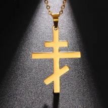 Dawapara Eastern Orthodox Cross Vintage Necklace Stainless Steel Church Symbol Cross Pendant Religious Jewelry Amulet Gifts