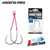 JIGGING PRO 2Pairs Twin Assist Metal Jig Hook 1/0 2/0 3/0 4/0 Sea Jigging hook BKK Barbed Fishing Hook Fishing Accessories
