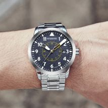 Militäruhren für Herren, automatisch, mechanisch, mit automatischem Datum, leuchtend, luxuriös, Edelstahlband, einfache Herren-Business-Armbanduhr