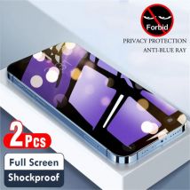 2 Stück lila Licht Privatsphäre Schutz gehärtetes Glas Film für iPhone 16 15 14 Plus 13 12 Mini 11 Pro Anti BlueRay Bildschirm