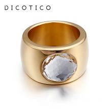 Große Kristallglasringe für Frauen, glänzender Edelstahl, klobige dreifarbige Knuckles-Ringe, Mode, Party, Geburtstag, Schmuck, Geschenke