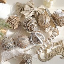 Weihnachtsbaum Ball Champagner Glitzer Pailletten Ball Stern Fliege Weihnachtsbaum hängende Anhänger Weihnachtsdekoration Navidad Neujahr