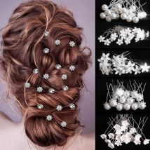 20 stücke Perle Strass Hochzeit Haar Braut Accessoires Frauen Perle Strass U-förmigen Pin Metall Haars pange Clip Ornamente Schmuck
