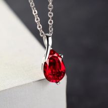 Collana in argento sterling S925 Collana con ciondolo rosso in cristallo con lacrime d'angelo per regalo di gioielli con ciondoli da donna