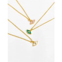 ANDYWEN 925 Sterling Silver Gold Moon Eye White Turquoise Pendant Necklace Long Chain Choker Enemal Tiny Luxury Jewelry