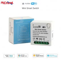RCmall Matter 16A WiFi Mini Smart Switch Pass-Through Disconnect Dual Control Outletorks Fernbedienung Timer