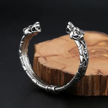 Klassische Tier Viking Doppel Tiger Kopf Einstellbare 316L Edelstahl männer Armband Mode Amulett Schmuck Geschenke Dropshipping