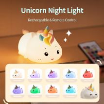 Wiederaufladbare USB-Nachtlampe, batteriebetriebenes Nachtlicht, LED-Leuchten für Zimmer, Einhorn, Dekoration, Schlafzimmer, ferngesteuertes Kinder-Nachtlicht
