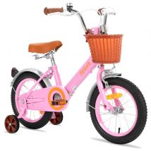 Bicicletta per bambini STITCH Retro da 12/14/16/18 pollici per ragazze di 2-8 anni, bici per bambini con cestino anteriore, ruote di supporto