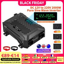 ATOUBOSS 2000W Inverter 12v 50/60Hz Regolare DC 12V a 220Vac con Display USB inverter 12v 220v 4000w Potenza di Picco Due Prese
