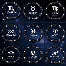 Natural Stone Bracelets Aries Virgo Pisces Bracelets Ladies Men's Couples Friendship Jewelry Gift 12 Zodiac Signs Bracelets