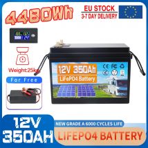 Batteria al litio ferro fosfato 12V 350Ah 300Ah 150Ah LiFePO4 BMS integrato per carrello da golf da campeggio esterno Accumulo solare + caricabatterie
