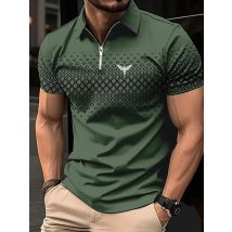 Men's Zip Polo Golf Shirt Sports & Outdoor Casual Quarter Zip Short Sleeve Fashion Streetwear Check Spring & Summer Zip Polo