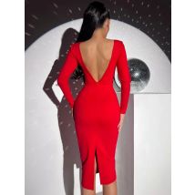 Valentinstag Damenmode Frühling Sommer Sexy Elegant Rot Langarm Midi Bodycon Verbandkleid Party Cocktail Abendkleid