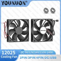 Ventola di raffreddamento a doppia sfera 120x120x25mm DC 5V 12V 24V 48V 12cm Ventola di raffreddamento 12025 Ventola per case del computer Ventola di raffreddamento per PC per server Btc