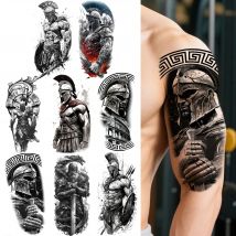 1 Sheet Warrior Spartan Warrior Knight Temporary Tattoos For Men Adults Waterproof Body Art Drawing Fake Tattoo Sticker Decor