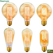 6 pz/lotto Retro Edison Lampadina C35 T45 ST64 G80 G95 A60 Luce a Filamento 40 W E27 Vintage Fiala Lampada A Incandescenza Luci Decorative