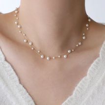 Collana girocollo con catena di perle di temperamento in acciaio inossidabile per donna Collare impermeabile Gioielli Bijoux Regalo