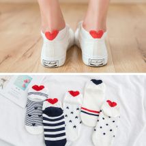 Mode Frauen Chic Socken 3 Paare/los Nette 3D Herz Ferse Frische Streifen Punkte Sterne Kurze Knöchel Sokken