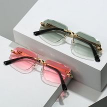 Rimless Square Metal Sunglasses Women Men High Quality Shades Fashion Pool Party Sun Glasses Lady Man UV400 Protective Glasses