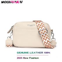 Hohe Qualität Leder Frauen Umhängetaschen Umhängetaschen 2023 Luxus einfarbig Kuh Leder Handtasche Weibliche Messenger Tote Sac