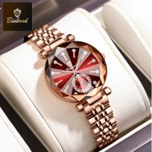 BINBOND Top Marke Mode Elegante Frauen Quarzuhr Textur Diamant Intarsien Kleine Zifferblatt Wasserdicht Zarte Damen Uhr
