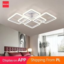 Proste, nowoczesne żyrandole sufitowe z pilotem, błyszczące akrylowe żyrandole do jadalni, oświetlenie salonu.