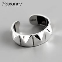 Foxanry Silber Farbe minimalist ische geometrische Manschetten ringe für Frauen Paare klassische trend ige Vintage Persönlichkeit Party Schmuck Geschenke