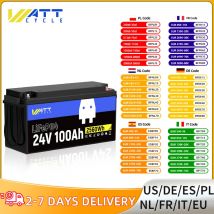 Batteria al litio Wattcycle LiFePO4 24V 100Ah integrata 100A BMS portatile 2560Wh per camper, applicazioni marine, uso fuori rete